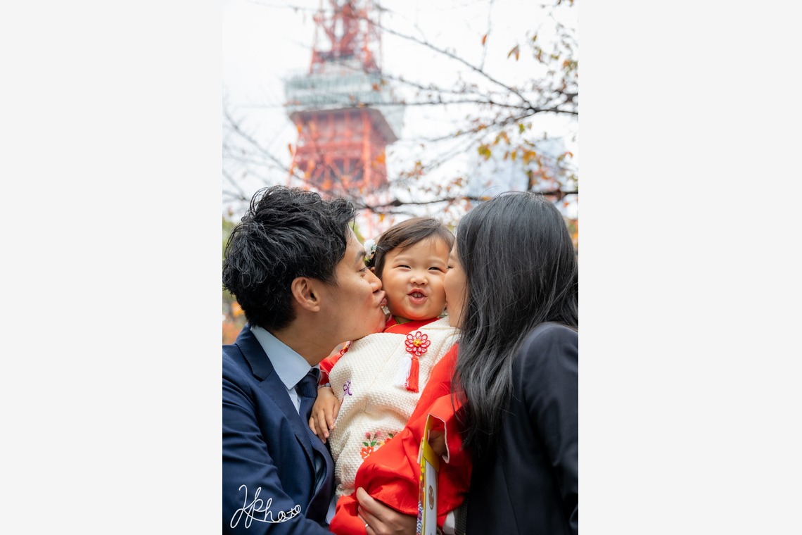 大森光太郎・K-PHOTOが出張撮影した家族写真(キッズ,ベビーフォト)などが写った「七五三撮影」の家族写真