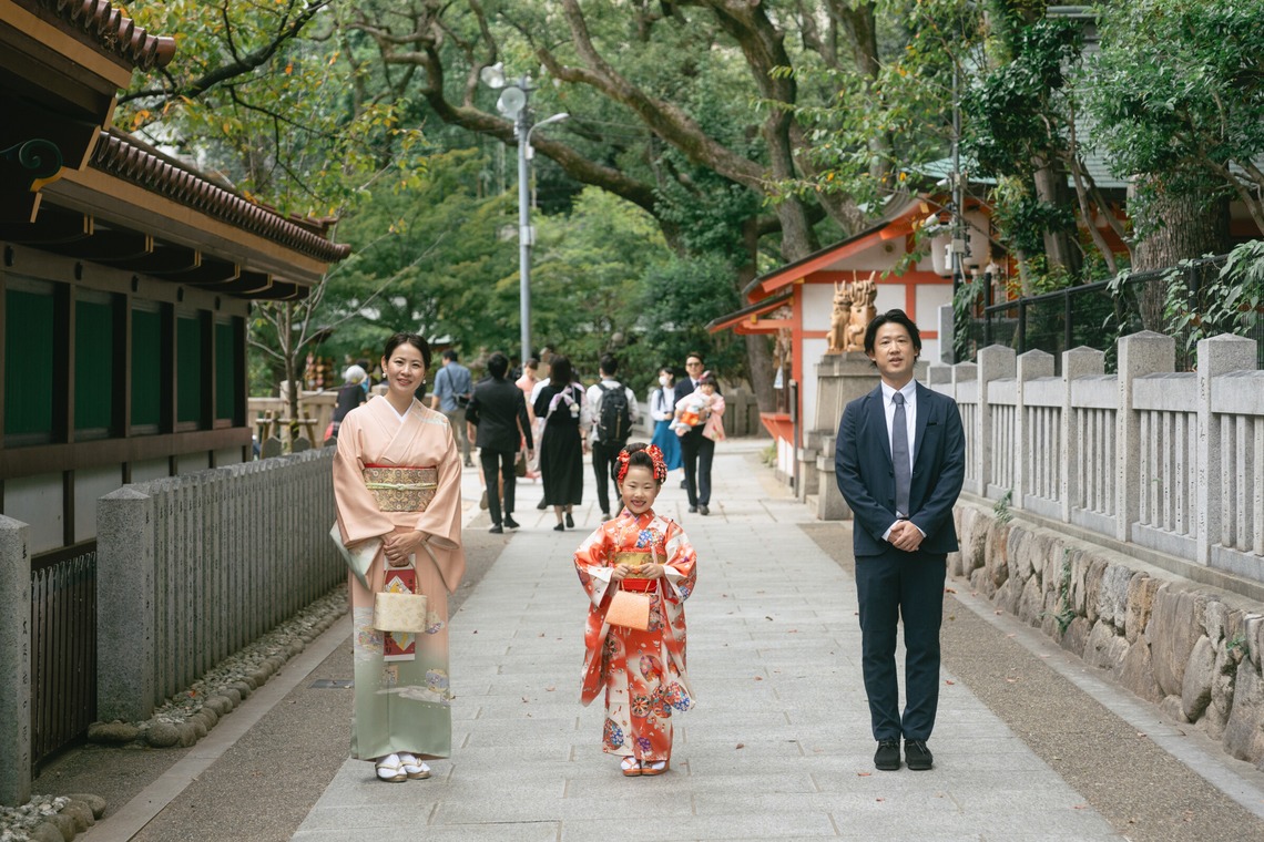 Tatsuyaが出張撮影した家族写真(キッズ,ベビーフォト)などが写った「七五三撮影（神戸 生田神社）」の家族写真