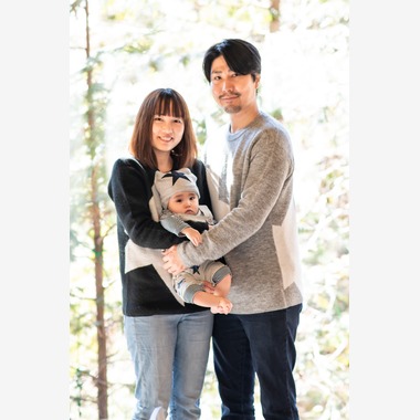 PhotoStudioLink　福井アイラが出張撮影した「記念撮影　家族写真　お宮参り 七五三」の家族写真