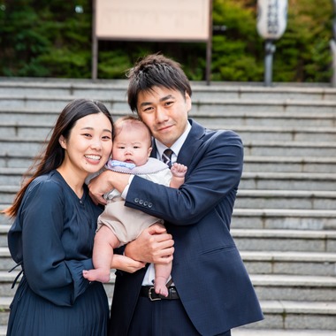 山下　剛が出張撮影した「お宮参り撮影」の家族写真