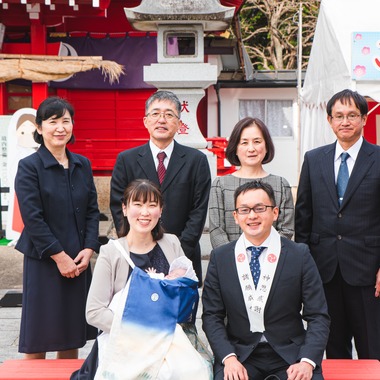 山下　剛が出張撮影した「お宮参りの撮影」の家族写真
