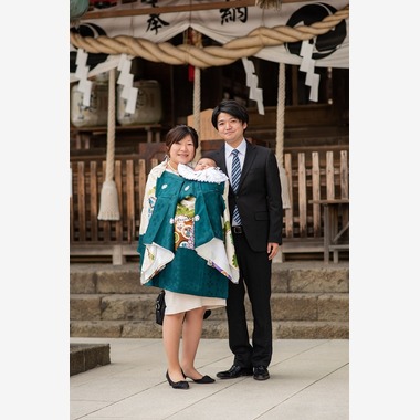 PhotoStudioLink　福井アイラが出張撮影した「記念撮影　家族写真　お宮参り 七五三」の家族写真