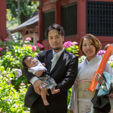 浅野真一が出張撮影した「お宮参り」の家族写真