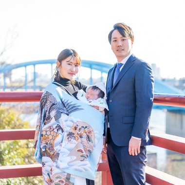 森元こずえが出張撮影した「お宮参り」の家族写真