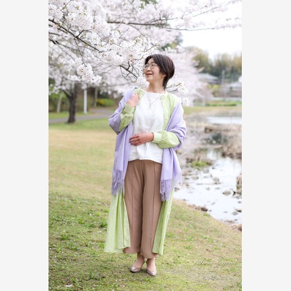 なかがわさとみが出張撮影した「桜と親子で記念撮影」の家族写真