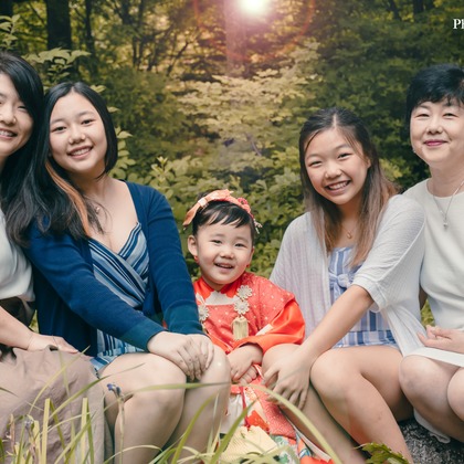 PhotoStudioLink　福井アイラが出張撮影した「記念撮影　家族写真　お宮参り 七五三」の家族写真