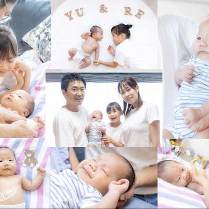 大森光太郎・K-PHOTOが出張撮影した赤ちゃん・幼児服, 分かち合う, フラッシュ撮影などが写った「家族写真撮影」の家族写真