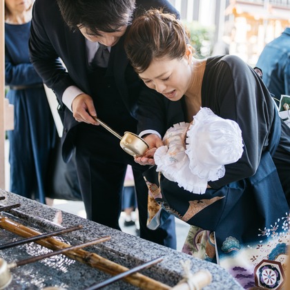 植村由理が出張撮影した「お宮参り　＠水天宮」の家族写真