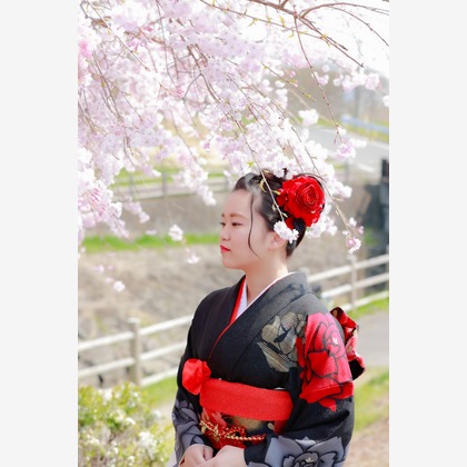 黒澤正彦が出張撮影した江の島シーキャンドル, キャンティカフェ, 水前寺成趣園などが写った「成人式前撮り撮影（群馬県高崎市　進雄神社　４月撮影）」の家族写真