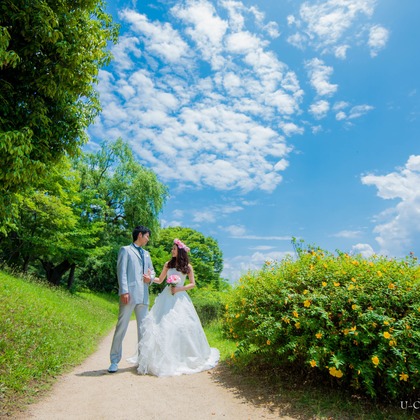 U-CONCENT (香川裕貴)が撮影した「ドレスロケーション前撮り宝ヶ池・賀茂社賀茂川」の写真