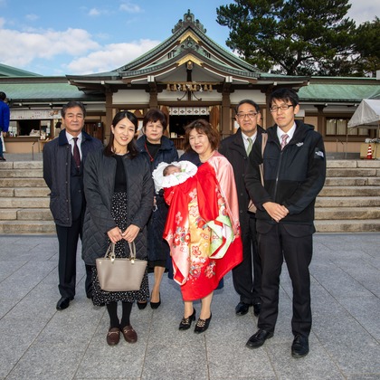 岩坪眞一郎が出張撮影した「下関お宮参り」の家族写真
