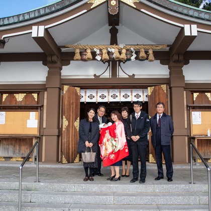 岩坪眞一郎が出張撮影した「下関お宮参り」の家族写真