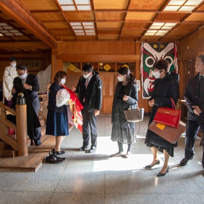 岩坪眞一郎が出張撮影した「下関お宮参り」の家族写真