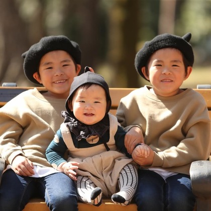 Photographer  Tomoが出張撮影した大きな木, 自然の中の人々, 適応などが写った「双子とベビーの記念写真@井の頭公園」の家族写真