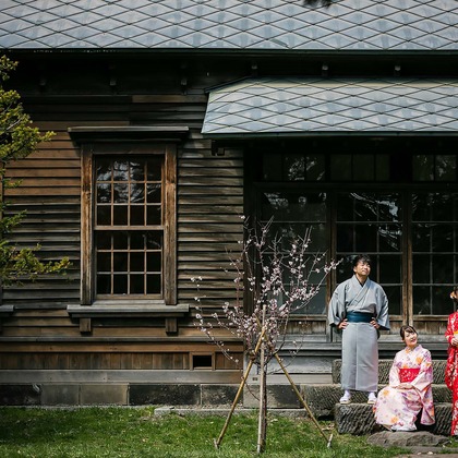 APKが出張撮影した柔道, Jujutsu, カンフーなどが写った「カジュアル着物で桜ロケーション撮影　2019年4月」の家族写真