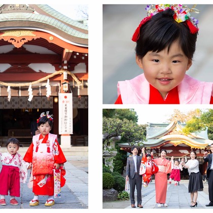 出張撮影ななが出張撮影した自然の中の人々, お宮参り衣装, 人間が写った七五三フォトの写真