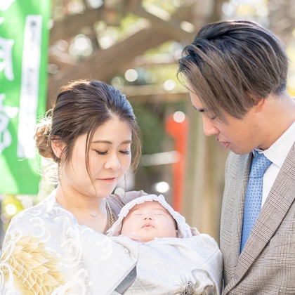 森元こずえが出張撮影した「お宮参り」の家族写真