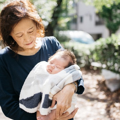 植村由理が出張撮影した「お宮参り　＠水天宮」の家族写真
