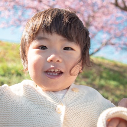 ゆのみふぉとが出張撮影した自然の中の人々, 手をつないで, 友情などが写った「桜とお写真」の家族写真