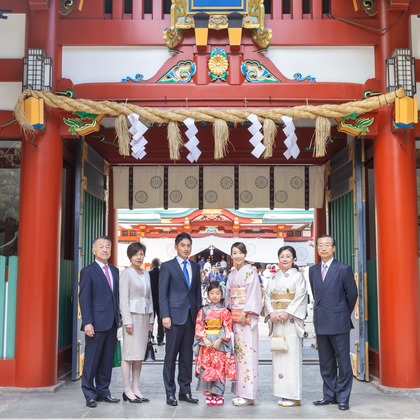 出張撮影ななが出張撮影した自然の中の人々, お宮参り衣装, 人間が写った七五三フォトの写真