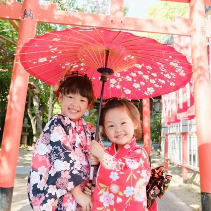 高夏写真店が出張撮影した記念写真, 家族写真, 七五三衣装が写った七五三フォトの写真