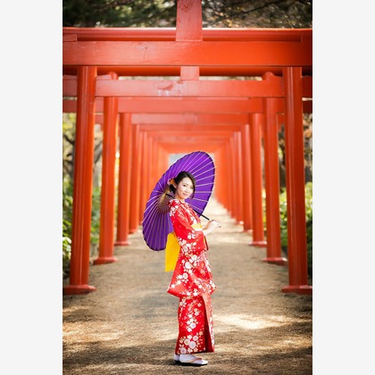 APKが出張撮影した柔道, Jujutsu, カンフーなどが写った「カジュアル着物で桜ロケーション撮影　2019年4月」の家族写真