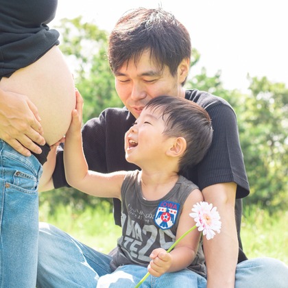 ゆのみふぉとが出張撮影した「マタニティフォト」の家族写真