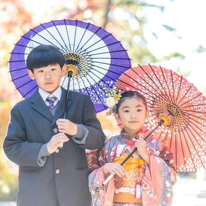 森元こずえが出張撮影した現代ファンタジーの王国, フラッシュ撮影, ジェスチャーなどが写った「七五三」の家族写真