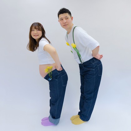 松嵜直斗が出張撮影したジェスチャー, 自然の中の人々, スリーブが写ったマタニティフォトの写真